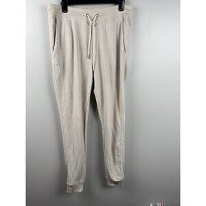 Free Planet Sweatpants Mens 32 M Cotton Fleece Jogger Drawstring Cream Rib Cuff